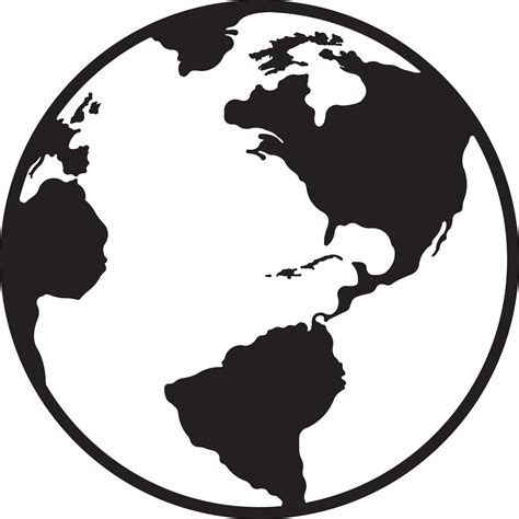 globe clipart black and white